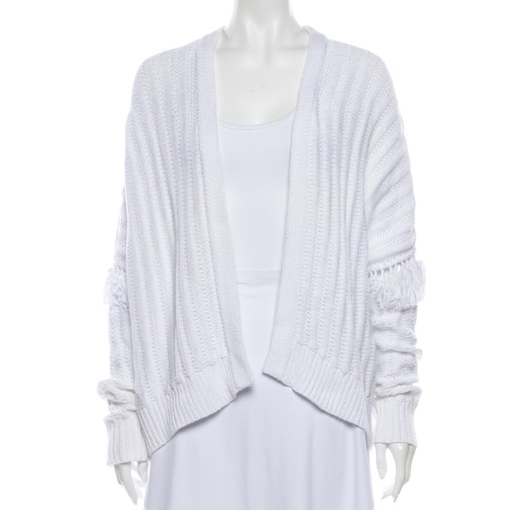 360 Cashmere Open Front Sweater Fringe XS